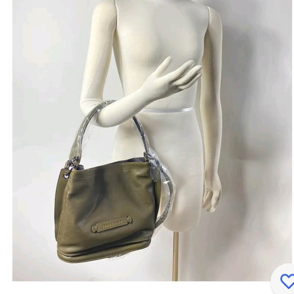 Longchamp 3d Leather Hobo Olive Purse